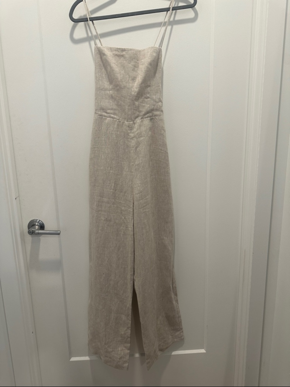 NWOT Reformation 100% Linen Jumpsuit in Oatmeal Size 4 - Picture 3 of 7